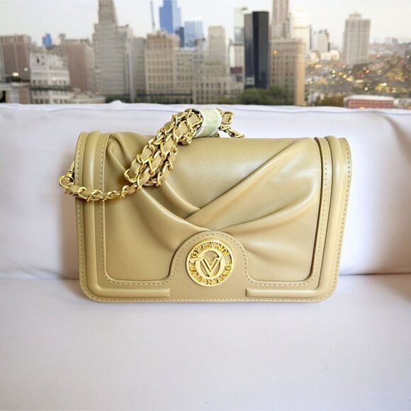 Valentino Orlandi Tan & Gold Hardware Chain Crossbody Bag NWT - Picture 1 of 10